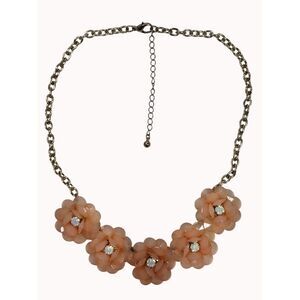 Pink Flower Necklace Peach Faceted Floral Statement Fairy Coquette Romantic